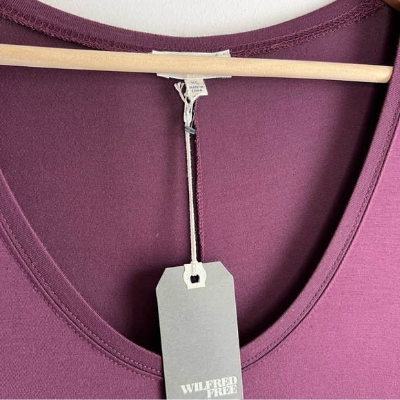 NWT Aritzia Wilfred Burgundy Long Sleeve Midi Scoop neck A line Dress size xs - Picture 5 of 6